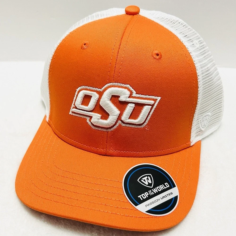 Top of the World Oklahoma State Cowboys Trucker Hat Cap‎ Adjustable Snap Orange
